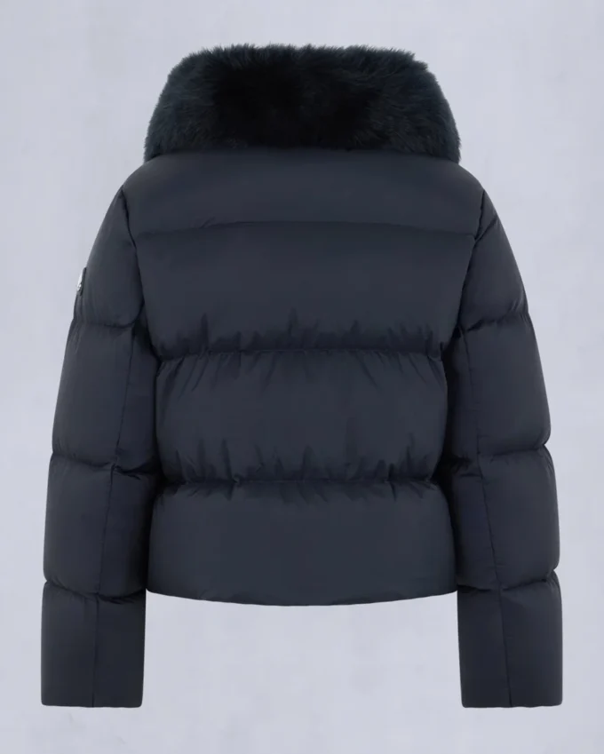 Belle Dune Kurze Daunenjacke mit Lammfellbesatz