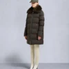 Belle Dune Long Shearling Trim Puffer