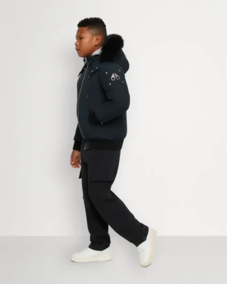 Kinder Unisex Original Bomberjacke mit Lammfellbesatz