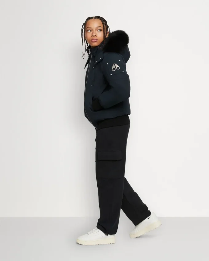 Kinder Unisex Original Bomberjacke mit Lammfellbesatz