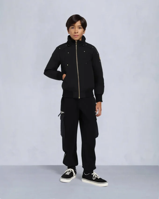 Kinder Unisex Original Bomberjacke mit Lammfellbesatz