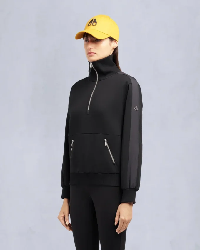 Mix Media Sweatshirt mit Viertelreißverschluss