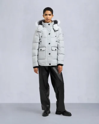 Onyx Anguille Shearling Trim Jacke