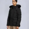 Onyx Anguille Shearling Trim Jacke