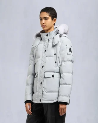 Onyx Anguille Shearling Trim Jacke