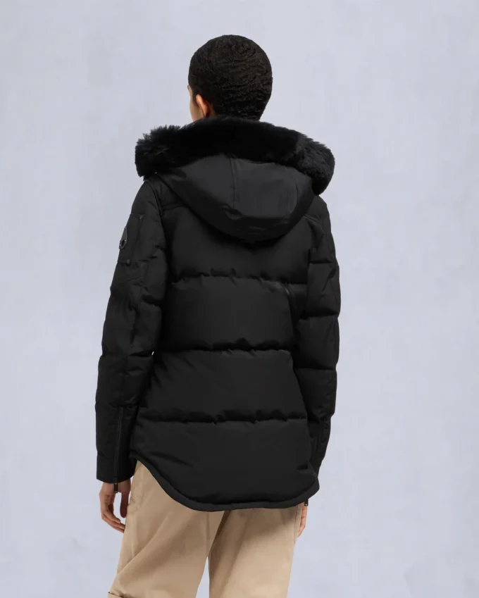 Onyx Anguille Shearling Trim Jacke
