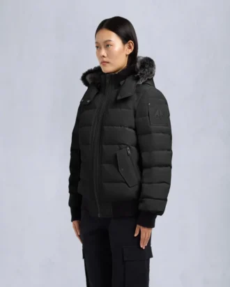Onyx Ladriere Bomberjacke mit Lammfellbesatz
