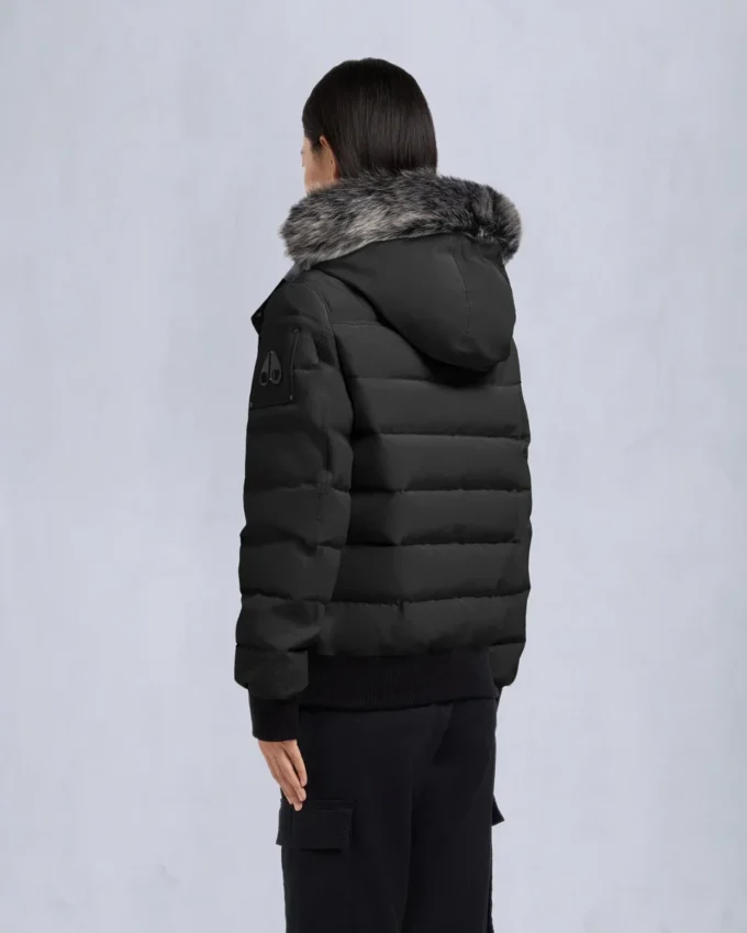 Onyx Ladriere Bomberjacke mit Lammfellbesatz